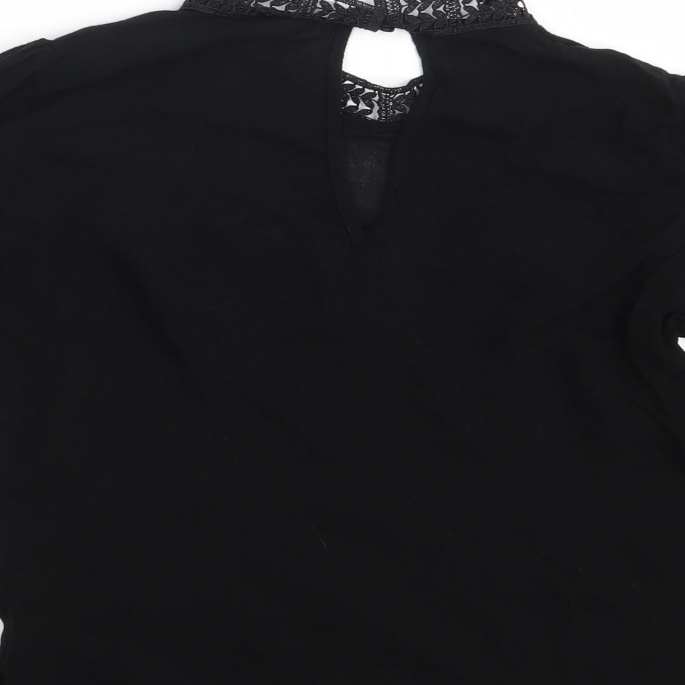 H&M Womens Black Floral Basic Blouse Size 8