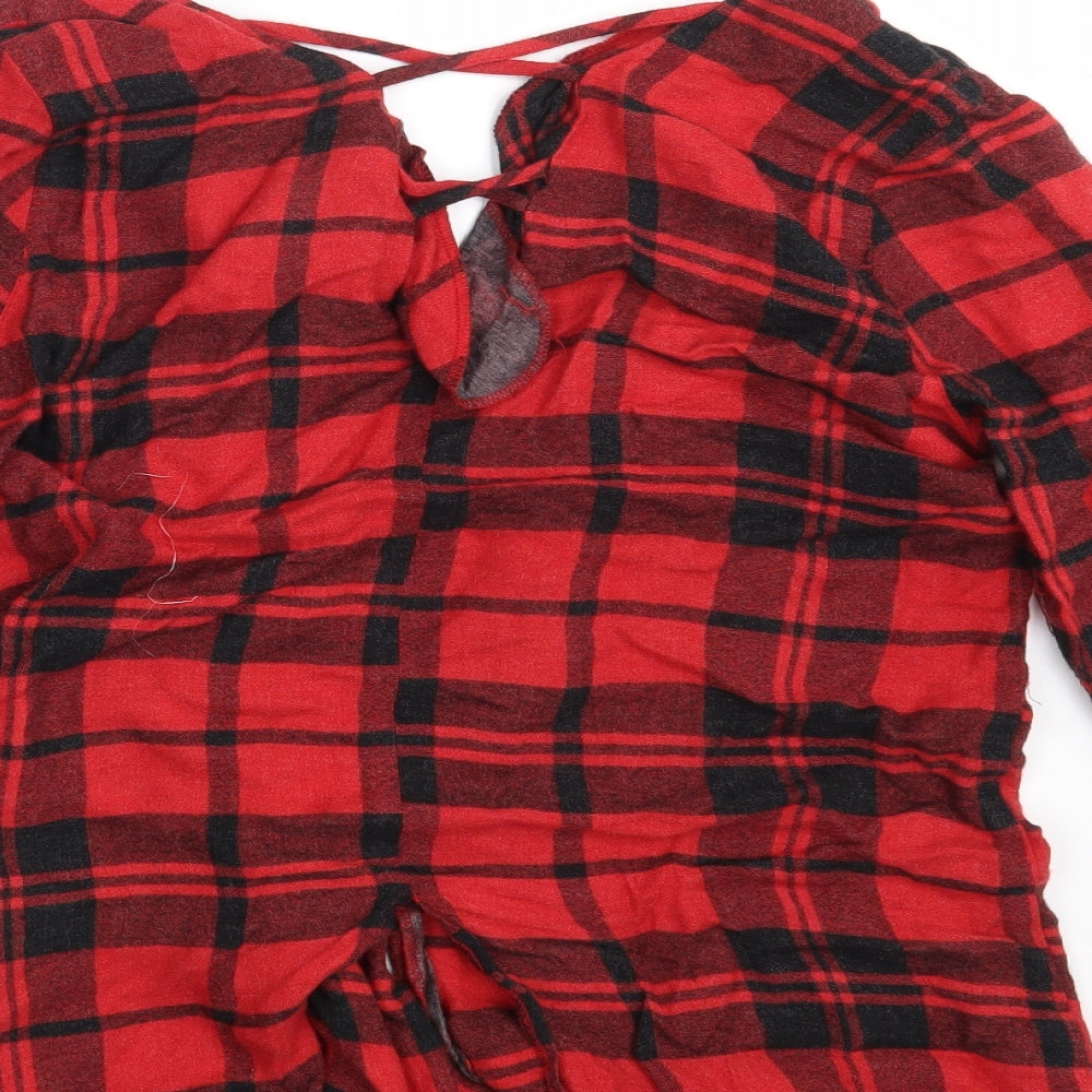 River Island Womens Red Check Basic Button-Up Size 10