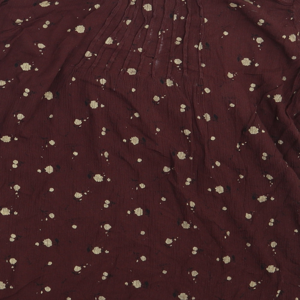 FAT FA Womens Brown Floral Basic Blouse One Size