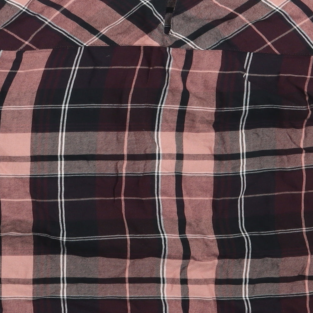 M&S Womens Brown Check Basic Blouse Size 14