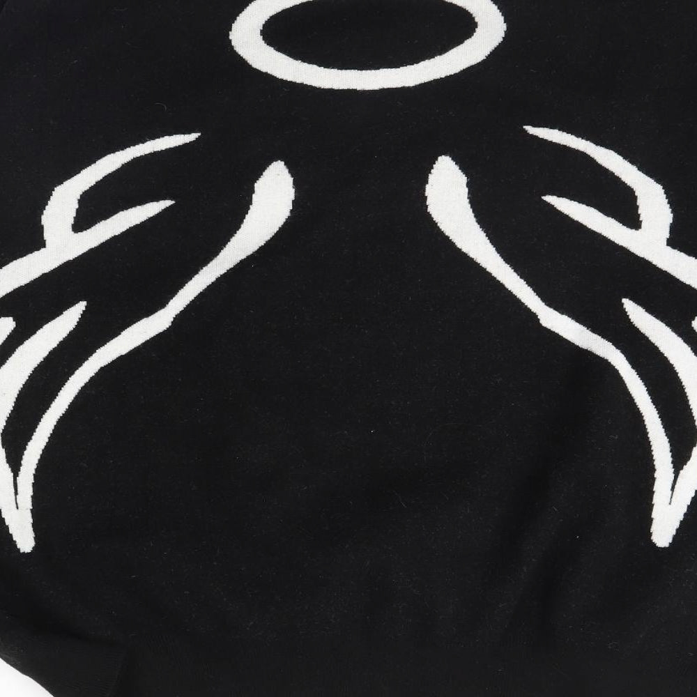 U Womens Black Pullover Jumper One Size - Angel wings