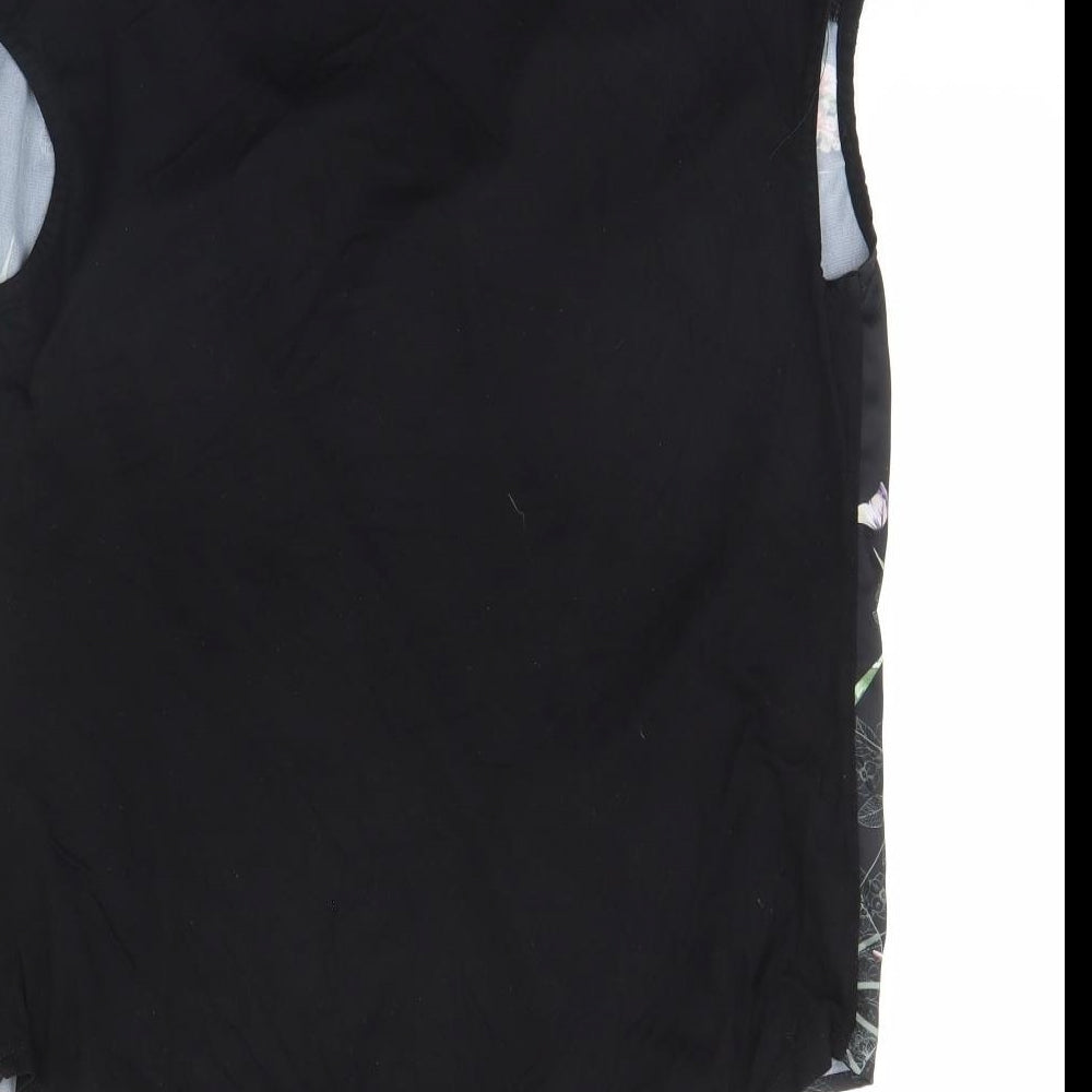 Wallis Womens Black Floral Basic Tank Size S