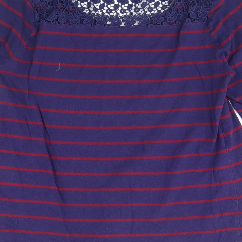 Papaya Womens Blue Striped Basic Blouse Size 14