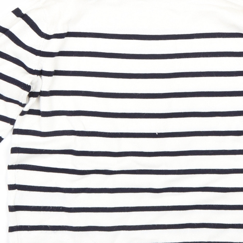H&M Womens White Striped Pullover Jumper Size XS