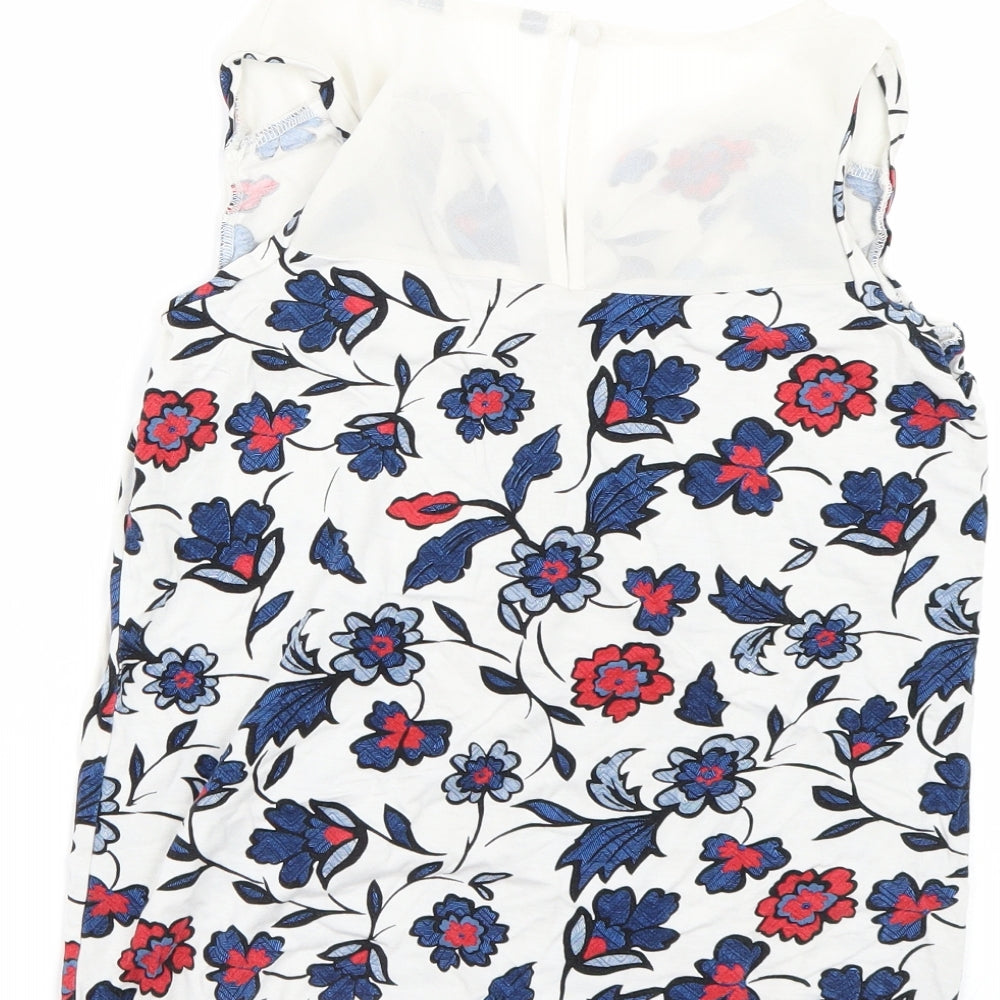 Preworn Womens White Floral Basic Tank Size S