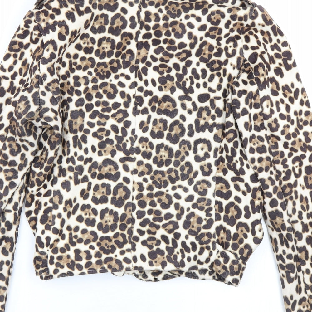 JCL Womens Gold Animal Print Jacket Coat Size M