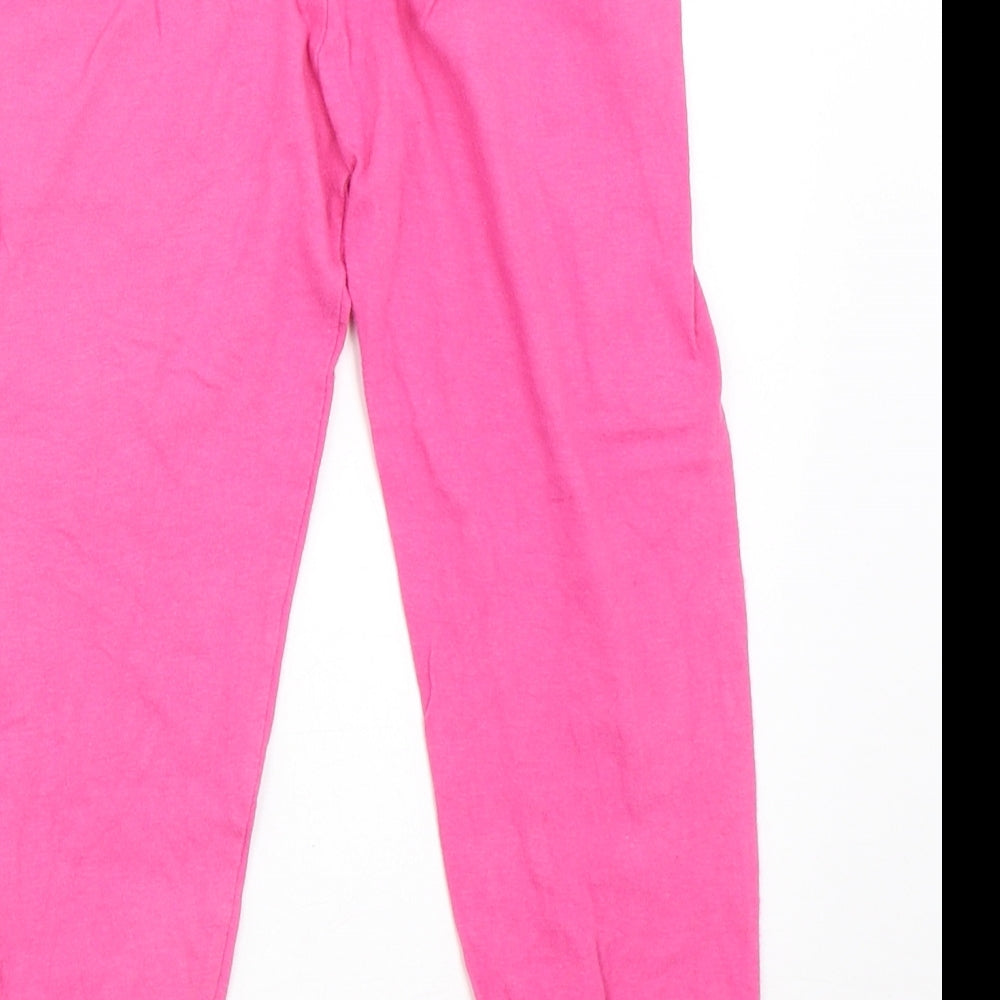 Preworn Girls Pink Solid Top Pyjama Pants Size 5-6 Years - marvel comics
