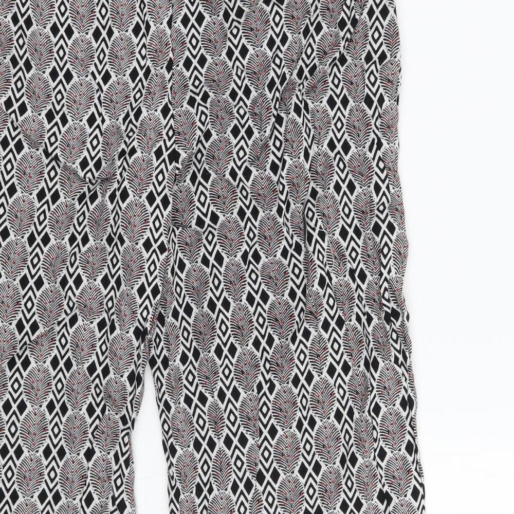 Next Womens White Geometric Cropped Trousers Size 10 L20 in