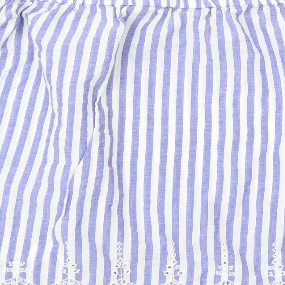H&M Womens Blue Striped Basic Blouse Size 10