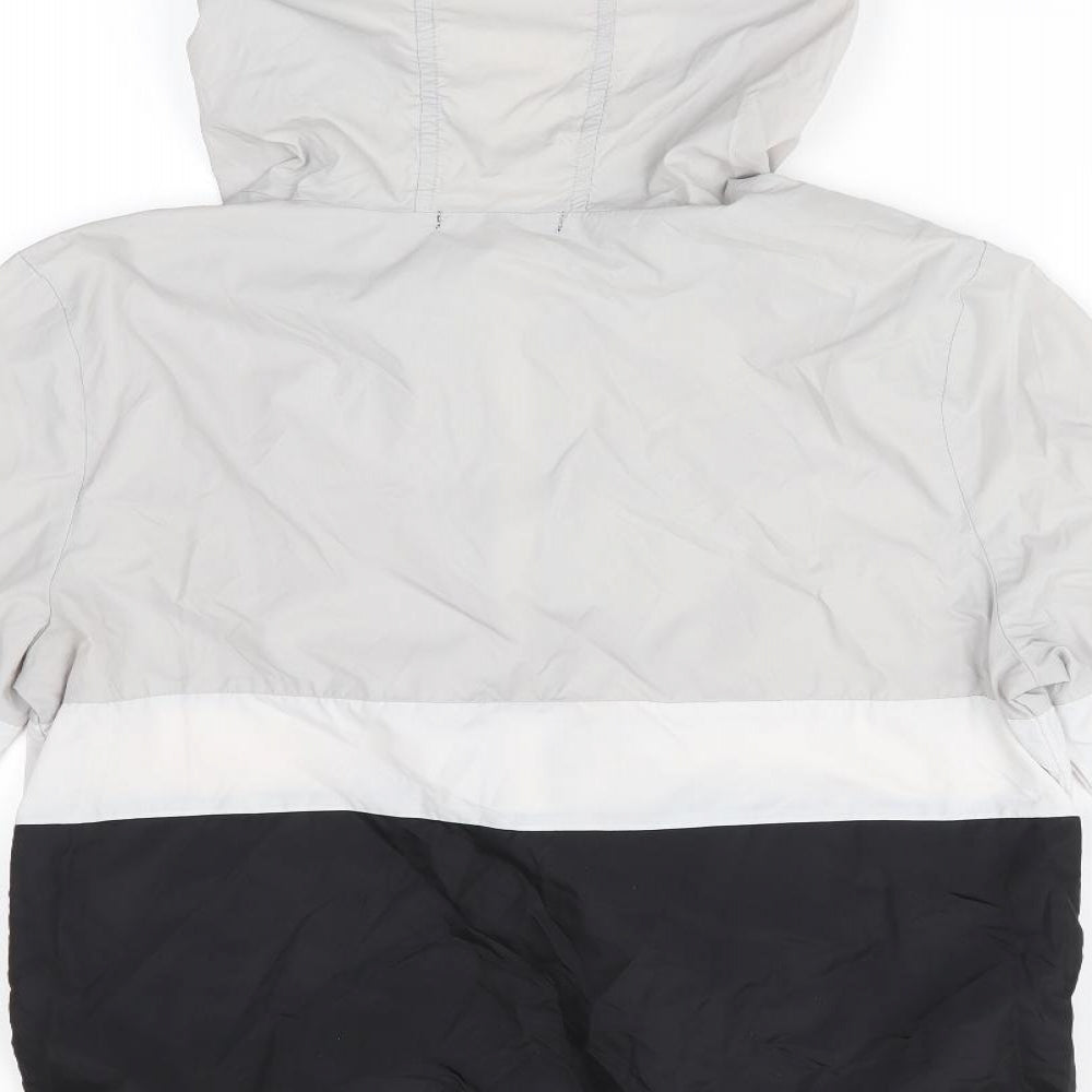 Sheln Mens Black Striped Windbreaker Coat Size S