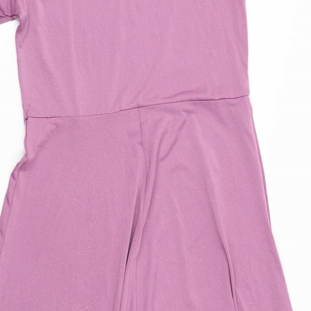 Preworn Girls Pink Fit & Flare Size 13 Years - Glitter effect