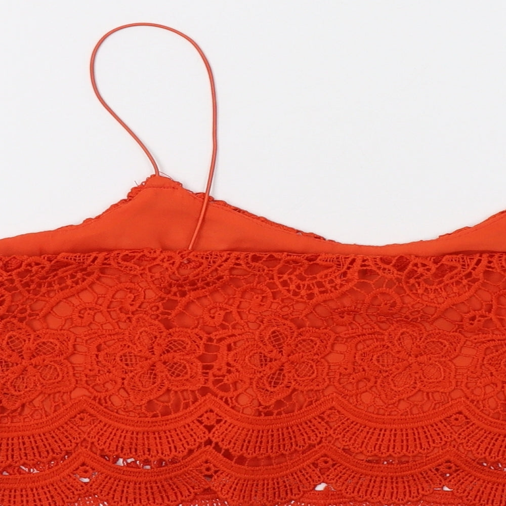 Diffuse Womens Red Floral Cropped Tank Size 12