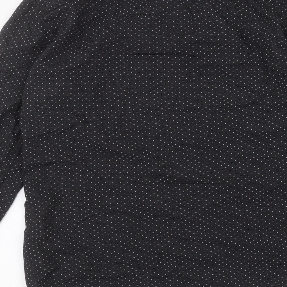 Brunswick Mens Black Polka Dot Dress Shirt Size S