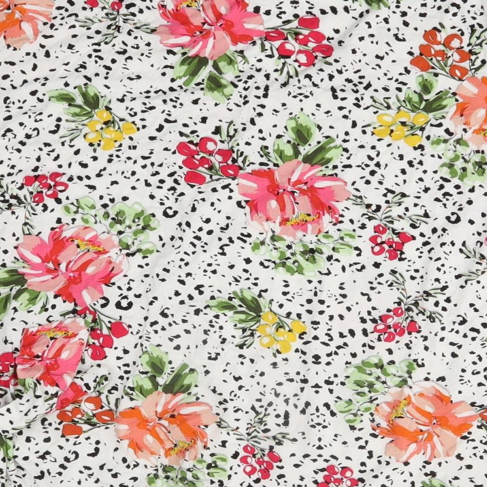 encuentro Womens White Floral Basic Blouse Size M