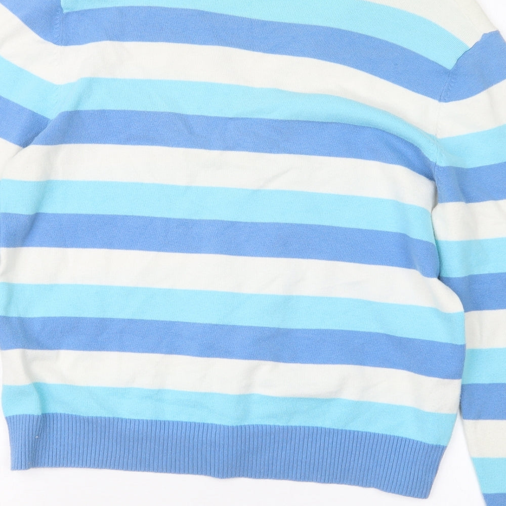 FABRIZIO Womens Blue Striped Pullover Jumper Size M