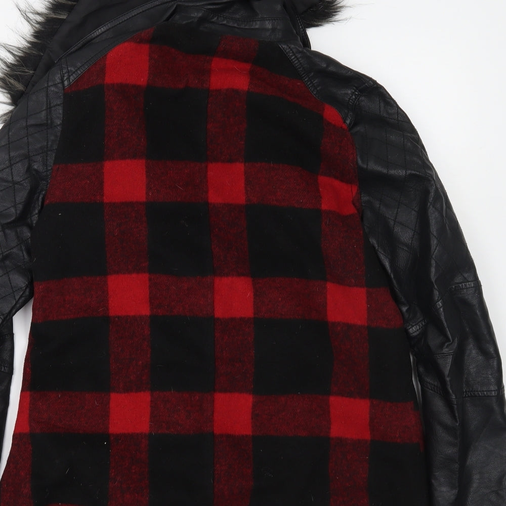 Blonde & Blonde Womens Black Plaid Overcoat Coat Size 10
