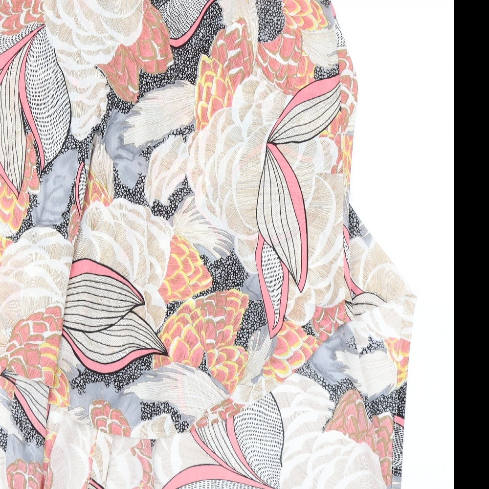 Tenki Womens Beige Floral Basic Blouse Size S