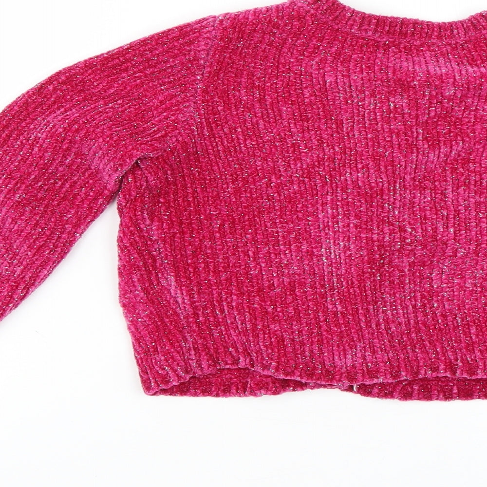 Girls Pink Cardigan Jumper Size 8-9 Years