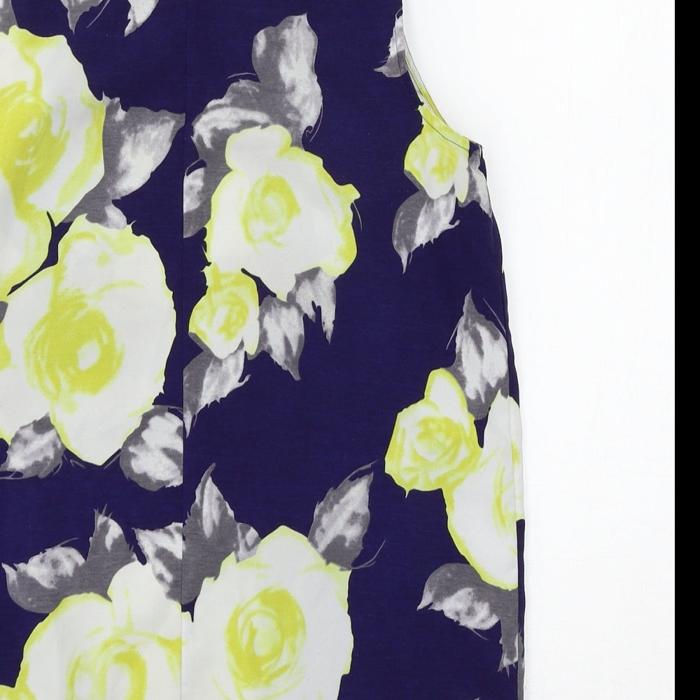 Papaya Womens Blue Floral Basic Blouse Size 8