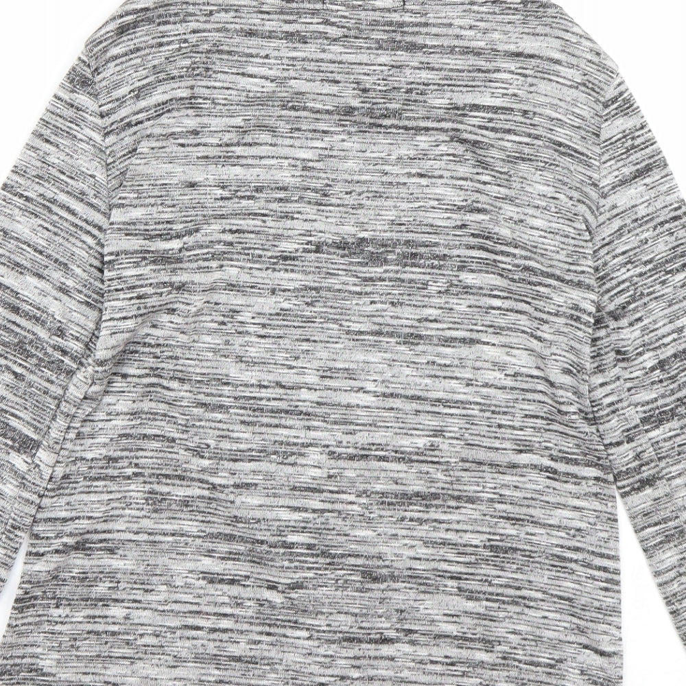 Boohoo Womens Grey Striped Cardigan Jumper Size 8