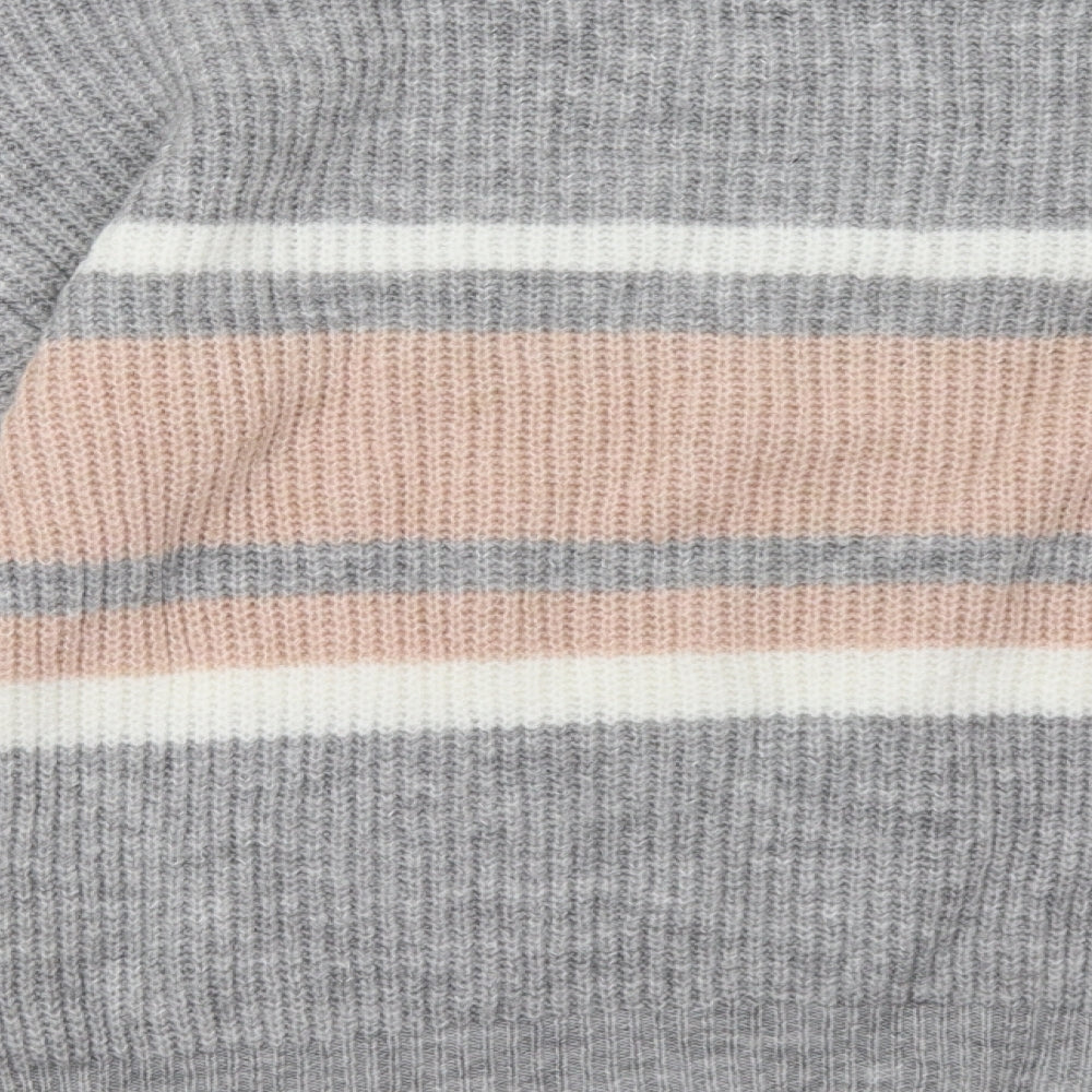Select Womens Grey Striped Pullover Sweatshirt Size M