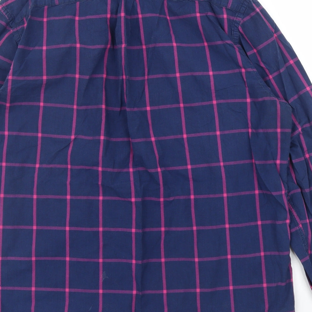 H&M Mens Blue Check Button-Up Size L
