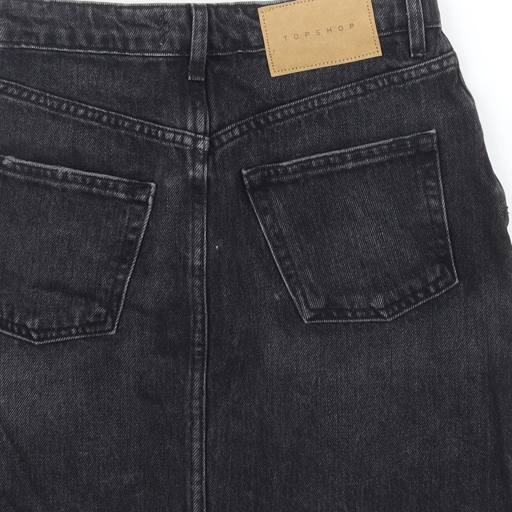 Topshop Womens Black Denim A-Line Skirt Size 8