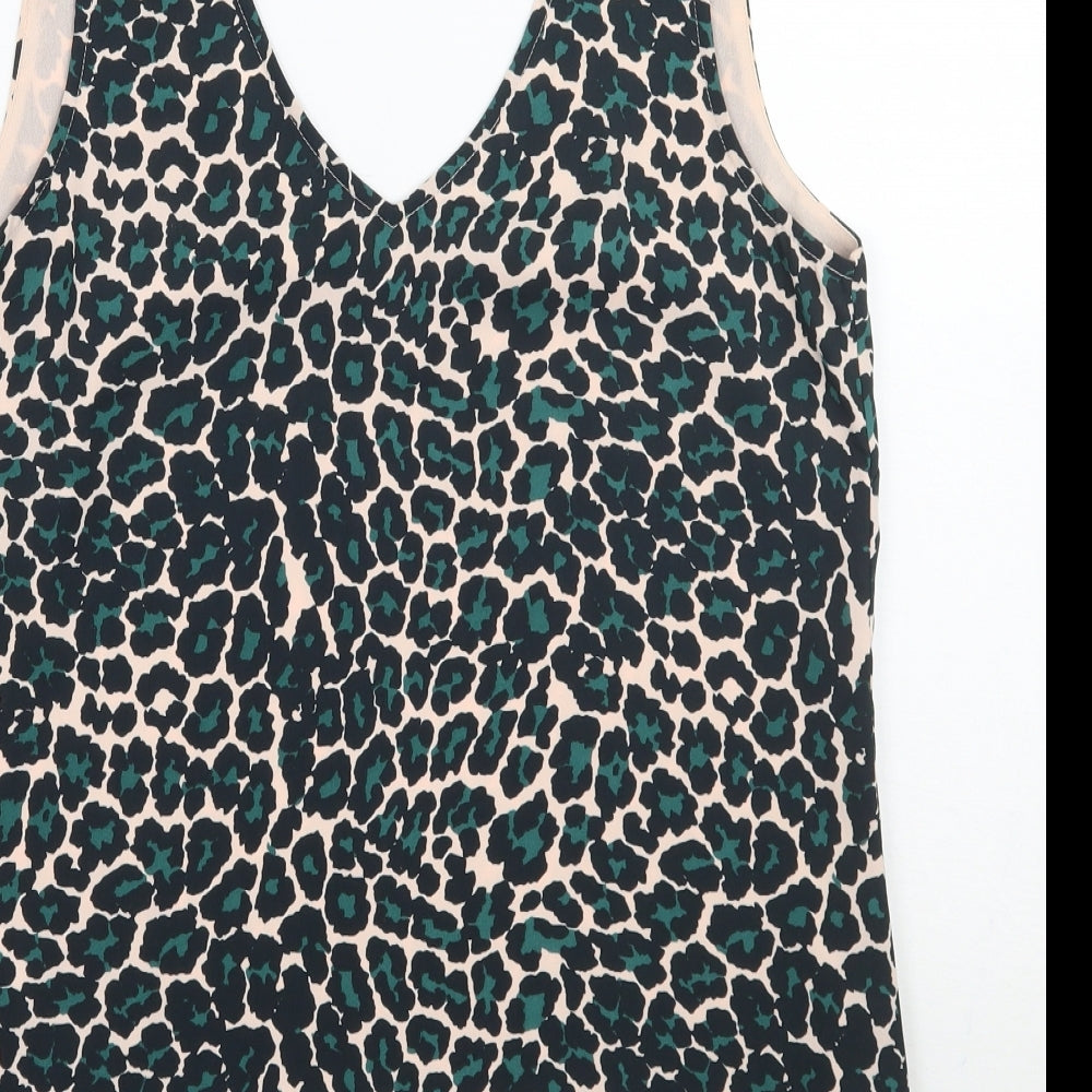 Oasis Womens Green Animal Print Basic Tank Size 8