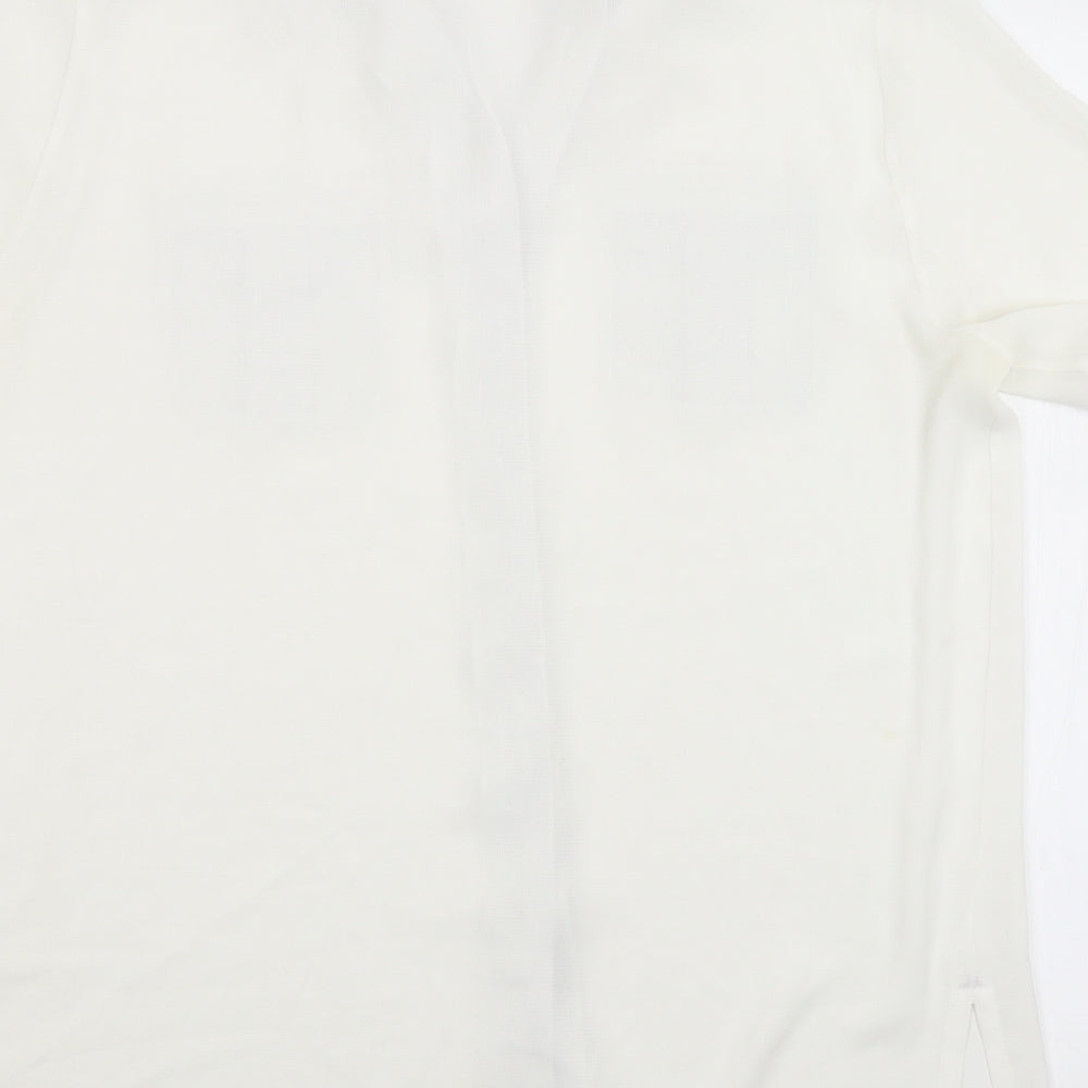 M&S Womens White Basic Button-Up Size 14
