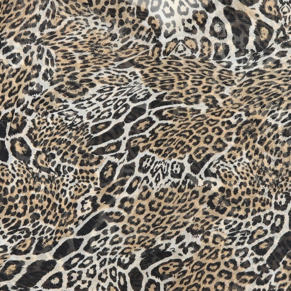 Miladys Womens Brown Animal Print Basic Blouse Size M