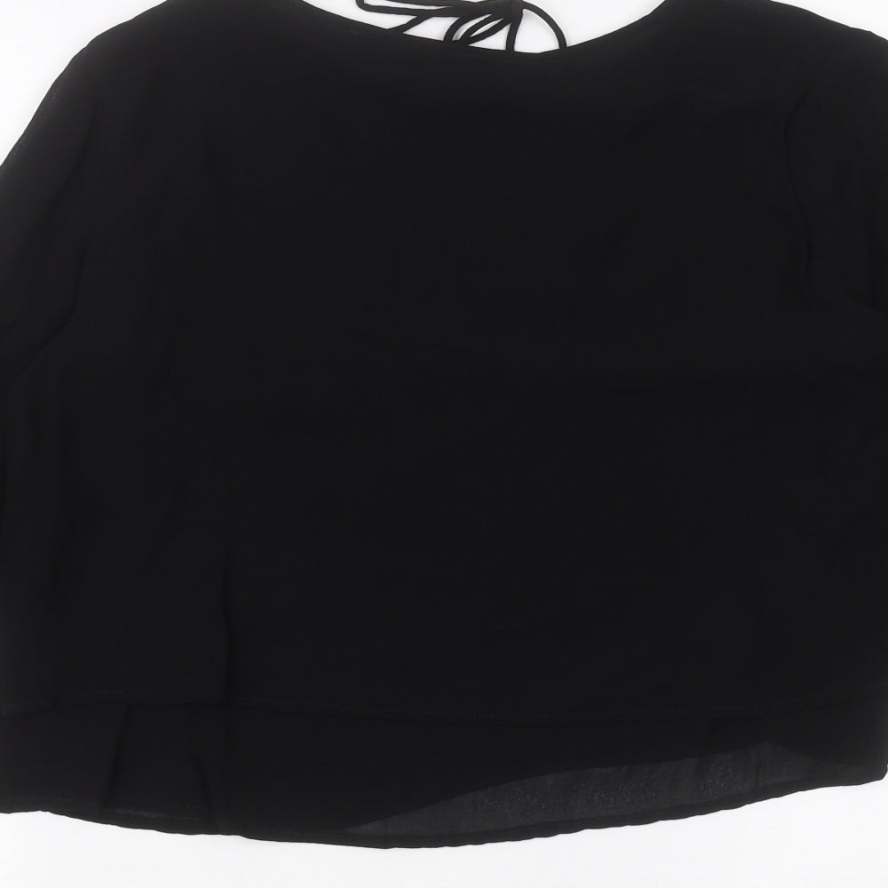 Miss Selfridge Womens Black Basic T-Shirt Size 12