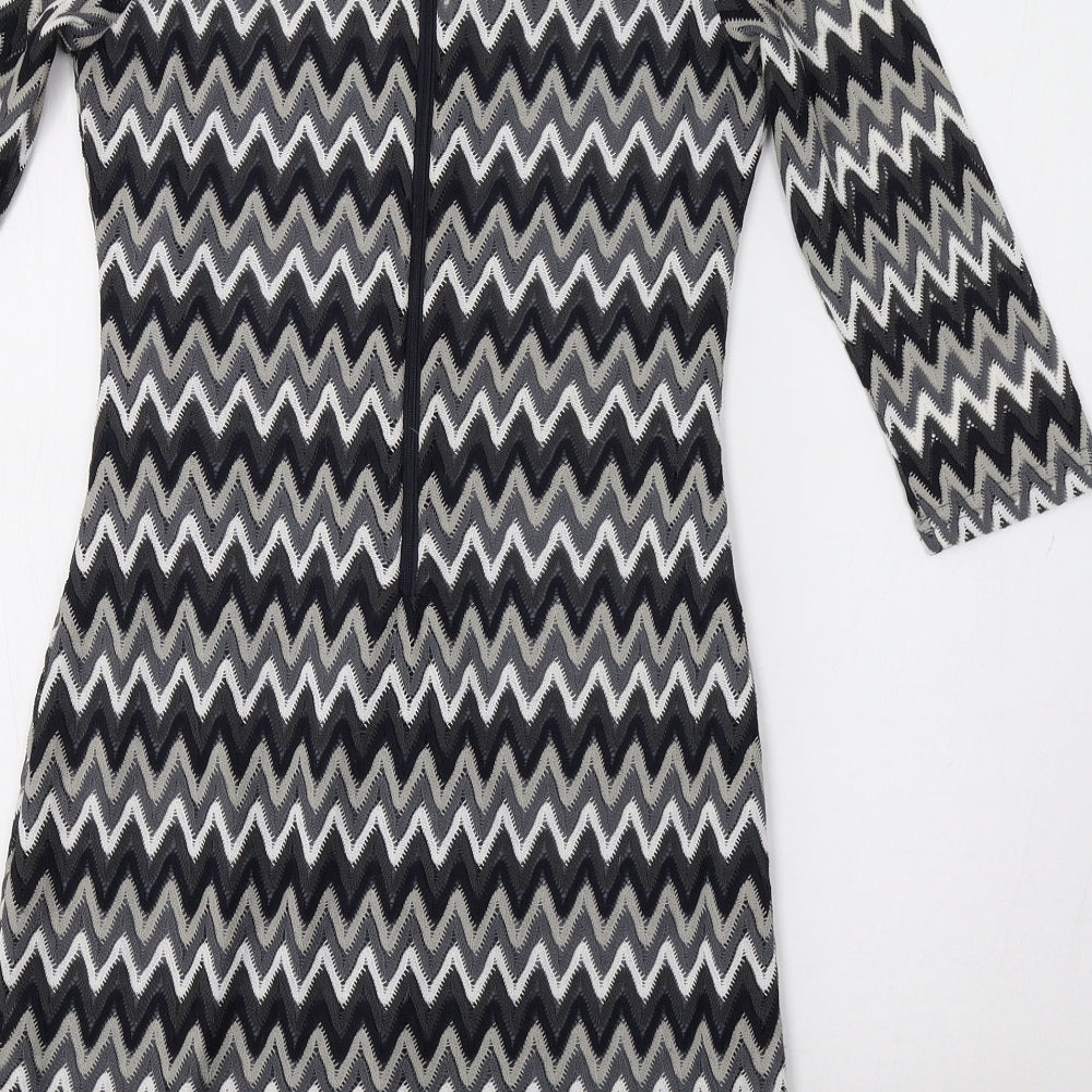 Uttam London Womens Grey Striped Fit & Flare Size 10 - Zig Zag