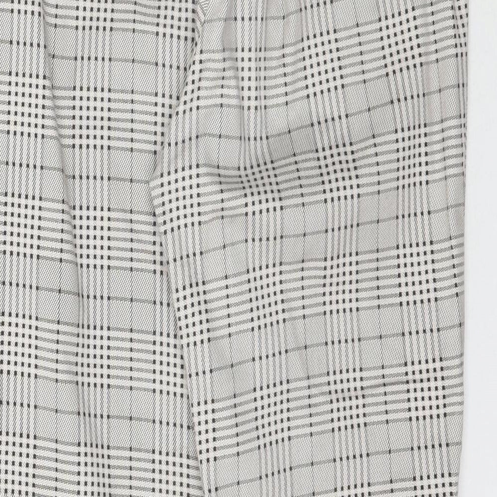 H&M Womens Grey Plaid Trousers Size 10 L27 in