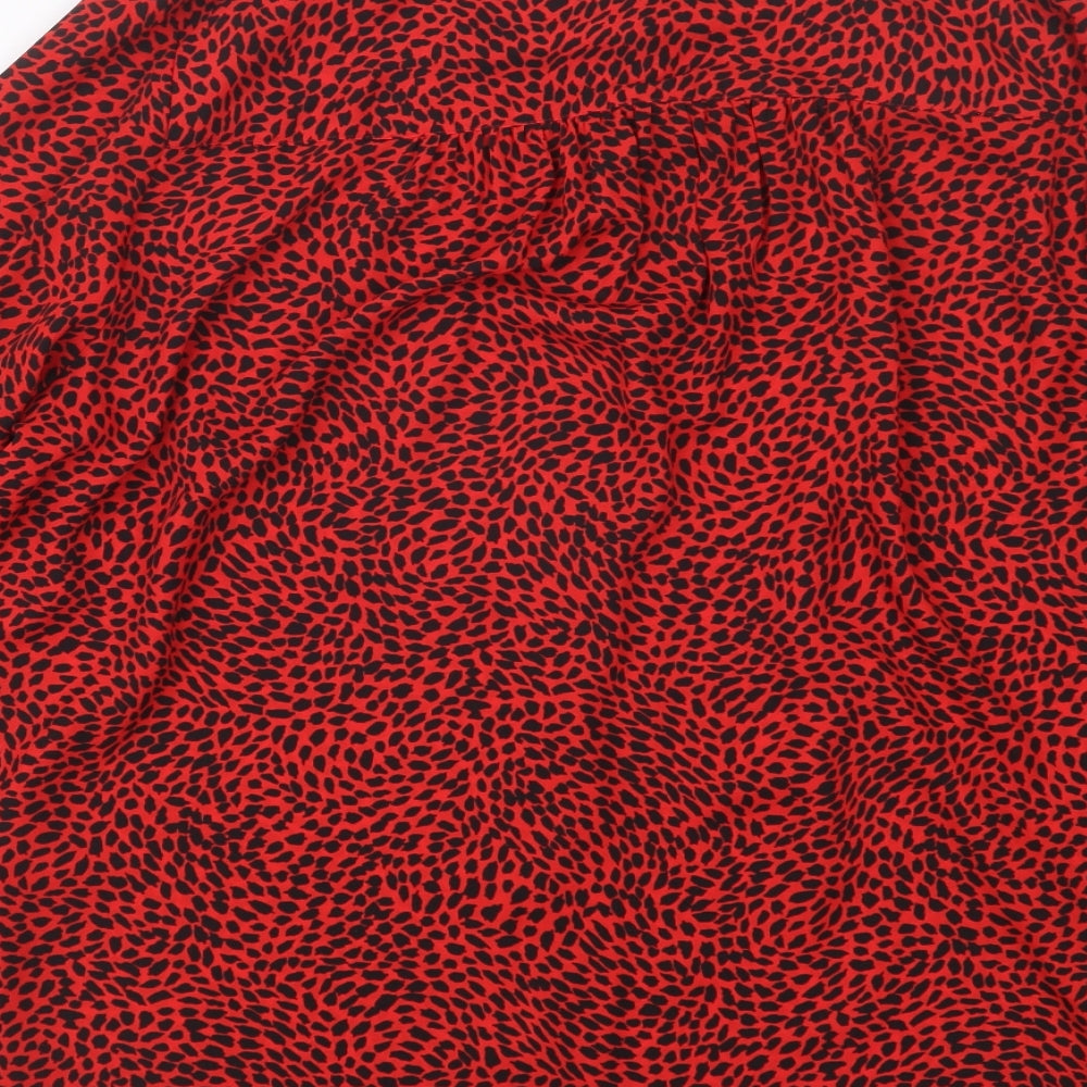 H&M Womens Red Geometric Basic Button-Up Size M