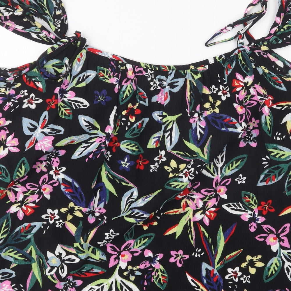 Dorothy Perkins Womens Black Floral Basic Blouse Size 8
