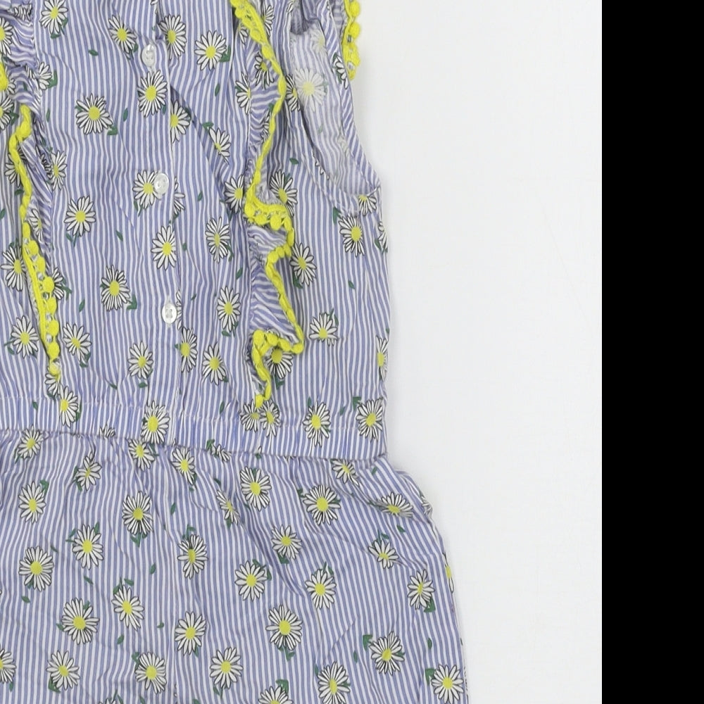 Primark Girls Blue Striped Playsuit One-Piece Size 2-3 Years