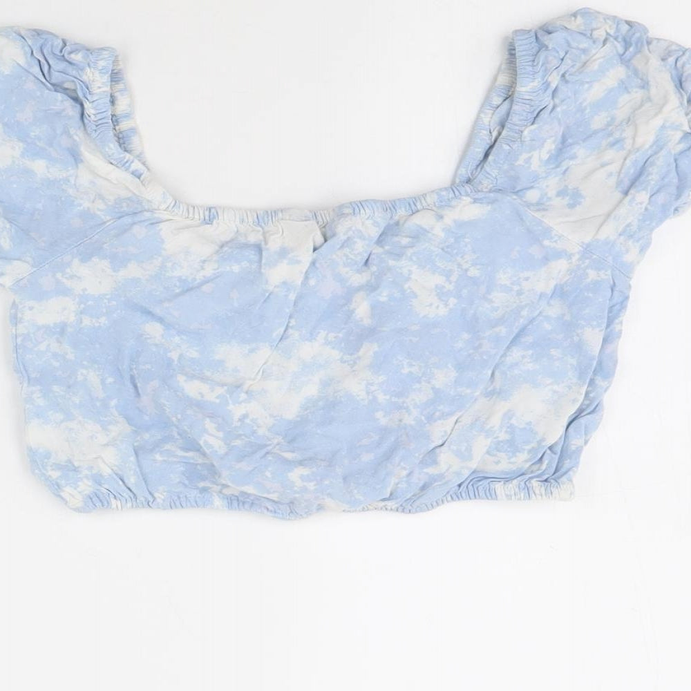New Look Girls Blue Geometric Basic Blouse Size 10 Years