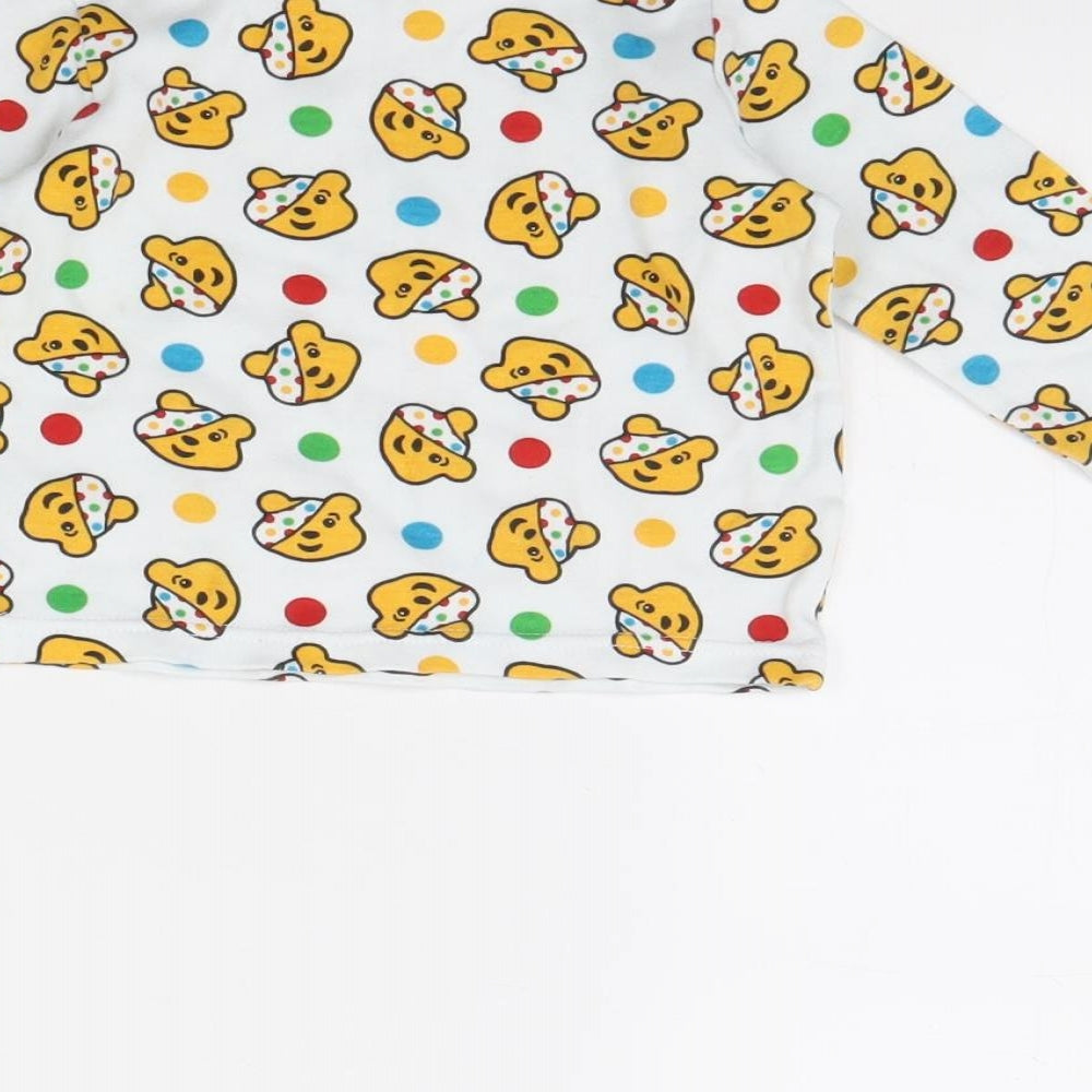 George Baby White Polka Dot Basic T-Shirt Size 9-12 Months - Pudsey Bear