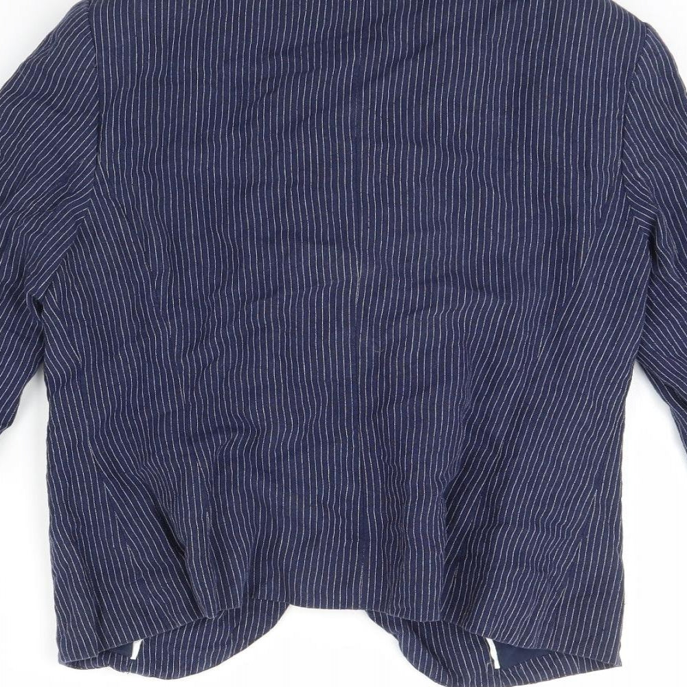 F&F Womens Blue Striped Jacket Size 10 - Shoulder Pads