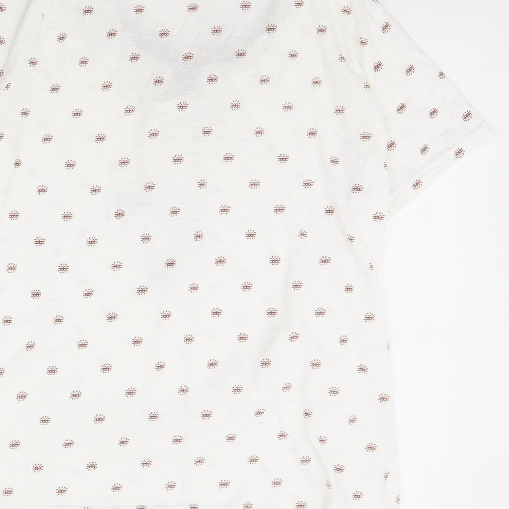 isle Womens White Geometric Basic Blouse Size M