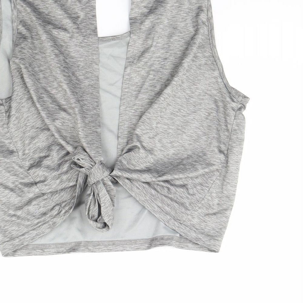 workout Womens Grey Basic T-Shirt Size 10