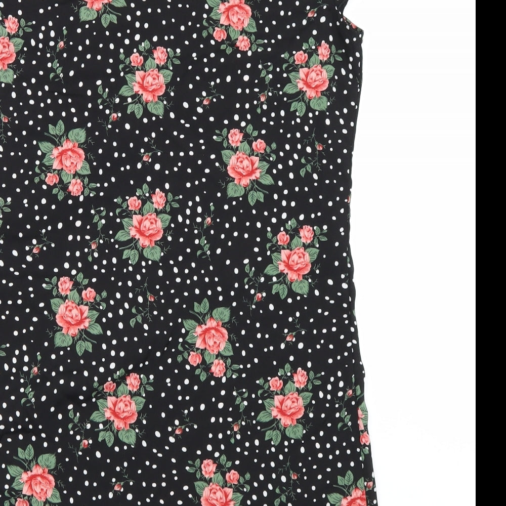 SHEIN Shien Womens Black Floral T-Shirt Dress Size L