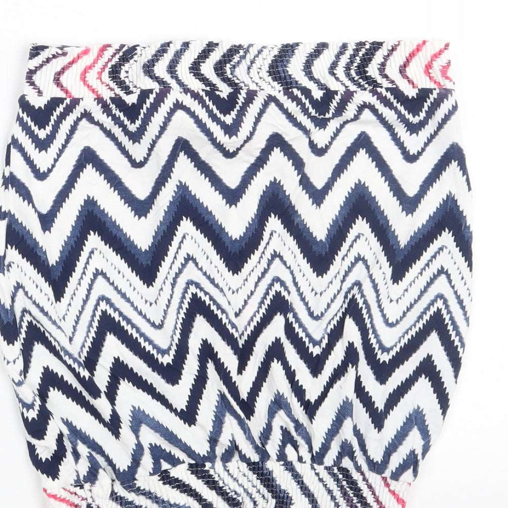 NEXT Womens White Geometric Basic T-Shirt Size 10