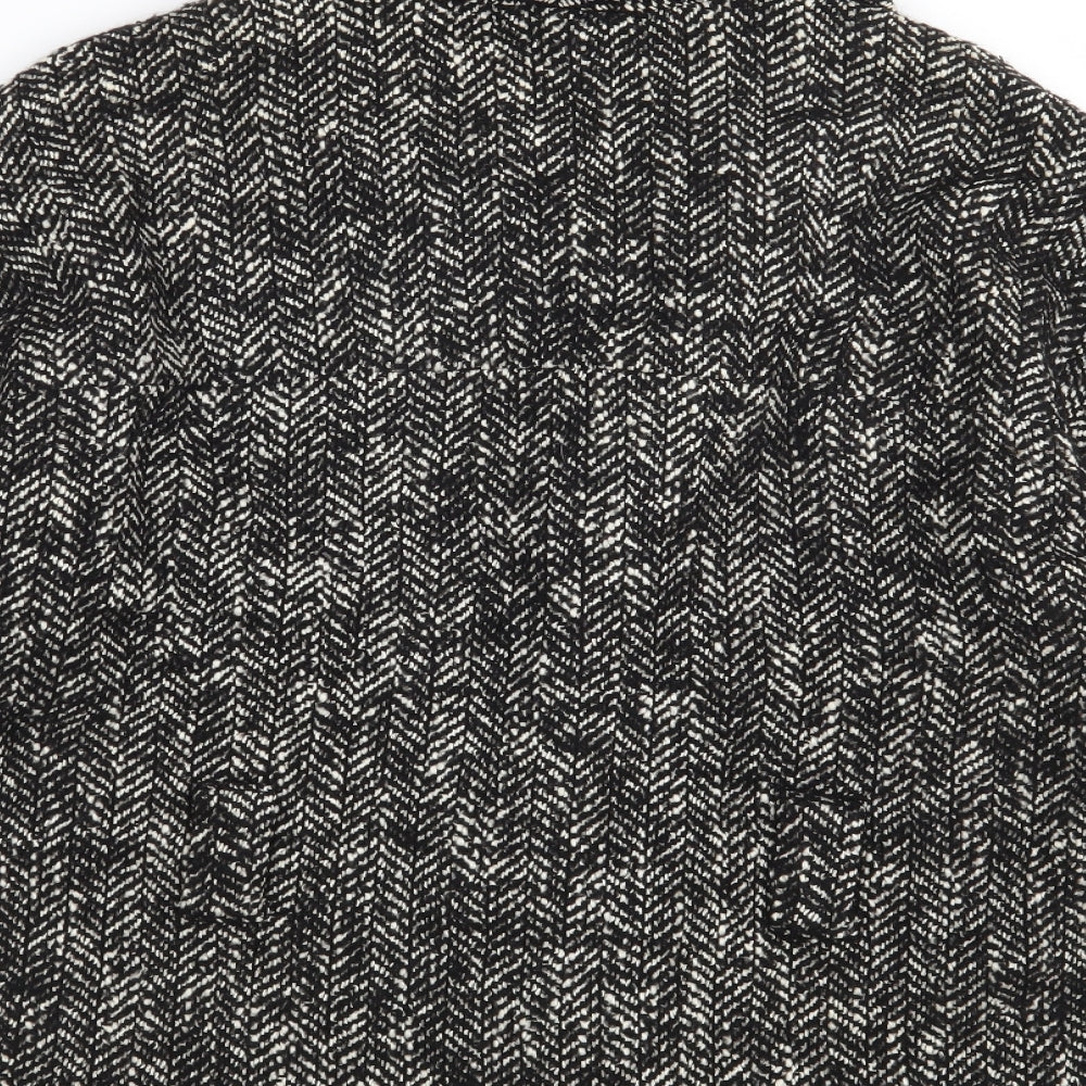 MNG SUIT Womens Black Herringbone Jacket Size L