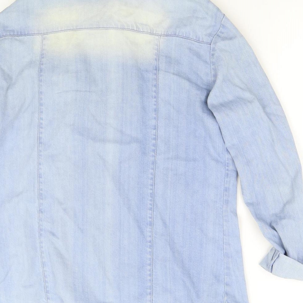 Boohoo Womens Blue Denim Basic Button-Up Size 10