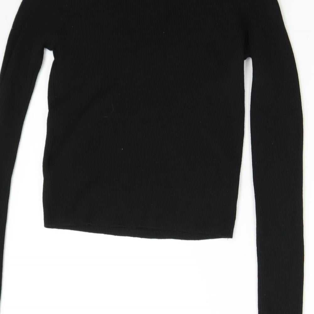 H&M Girls Black Knit Pullover Jumper Size S