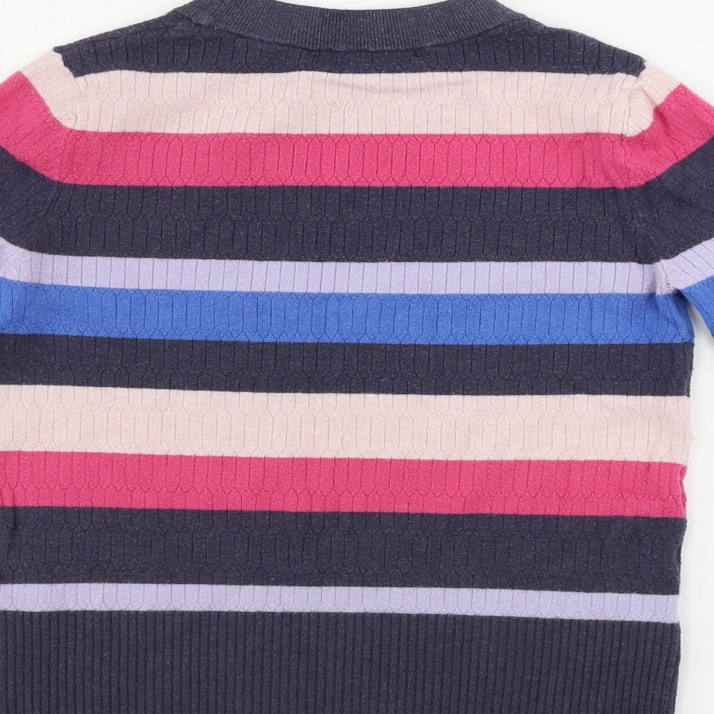 Marks & Spencer Womens Grey Striped Pullover Jumper Size 10