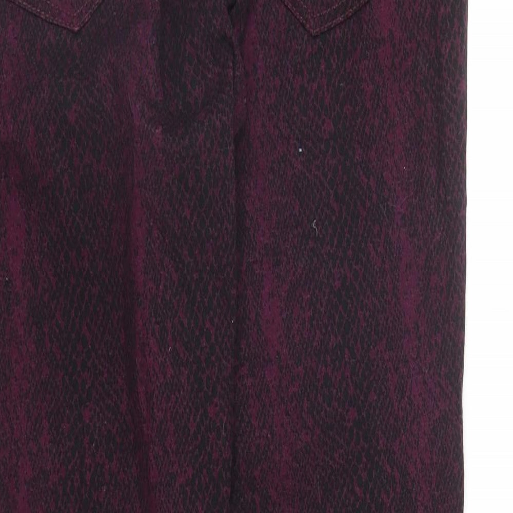 SURE Womens Purple Animal Print Skinny Jeans Size 8 L26 in - Snake print