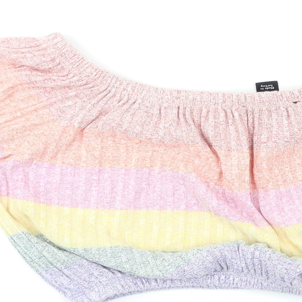 New Look Womens Multicoloured Striped Basic Blouse Size M