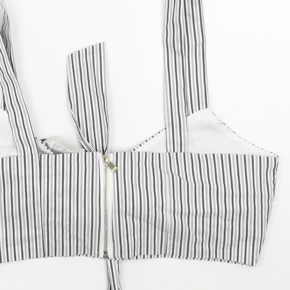 River Island Womens Grey Striped Cropped Tank Size 12